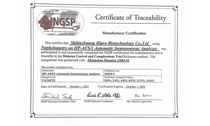 أخبار جيدة / hipro hp-afs / 1 التلقائي محلل المناعة وقد تم التصديق عليها من قبل ngsp